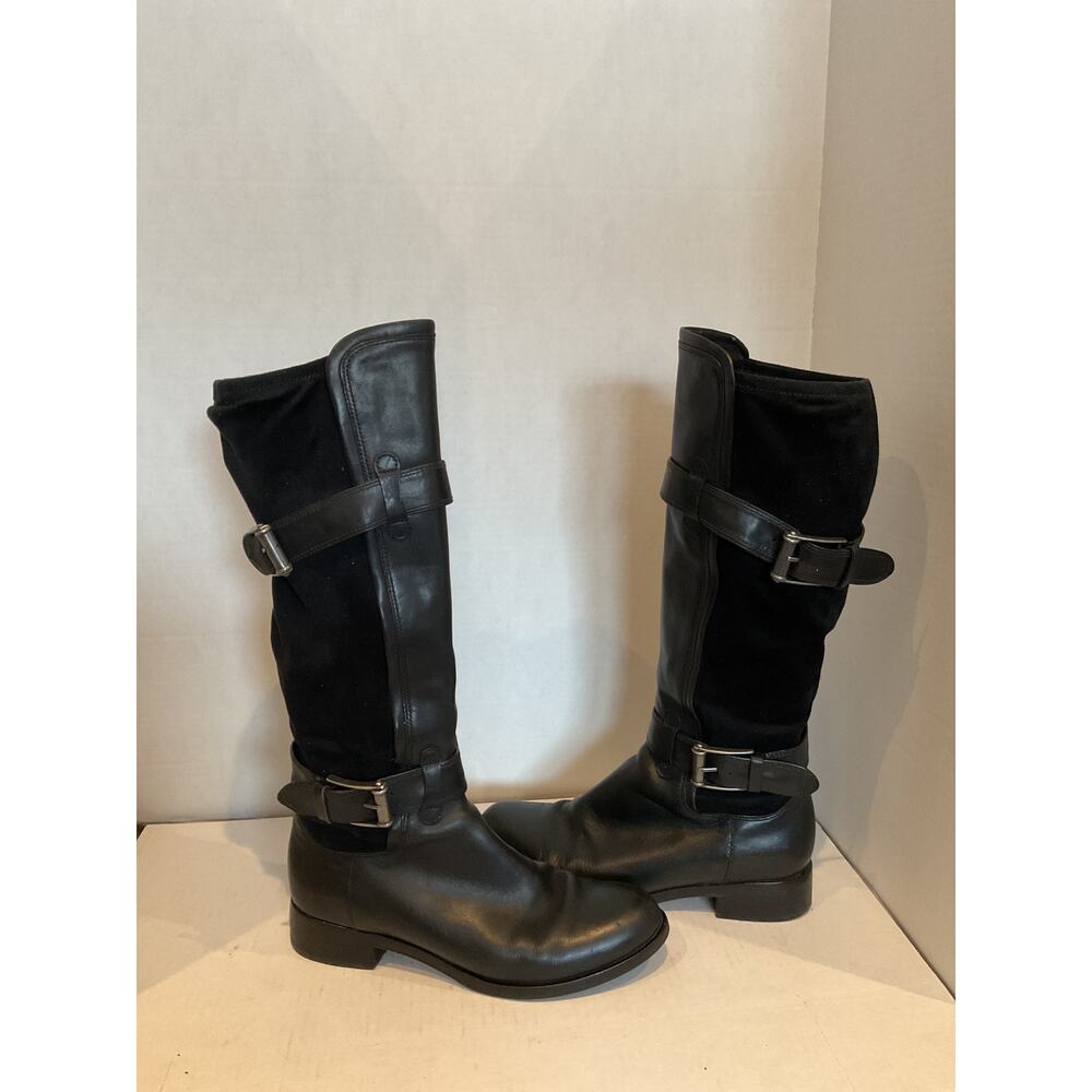 Cole Haan/Nike Air collab. - Black Leather & Stretch Panel Tall Riding Boots-9B